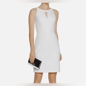 White House Black Market White Organza Sheath Sleeveless Dress
